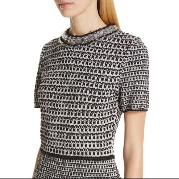 Tory Burch Embellished Tweed Short-Sleeve Dress - Picture 13 of 16